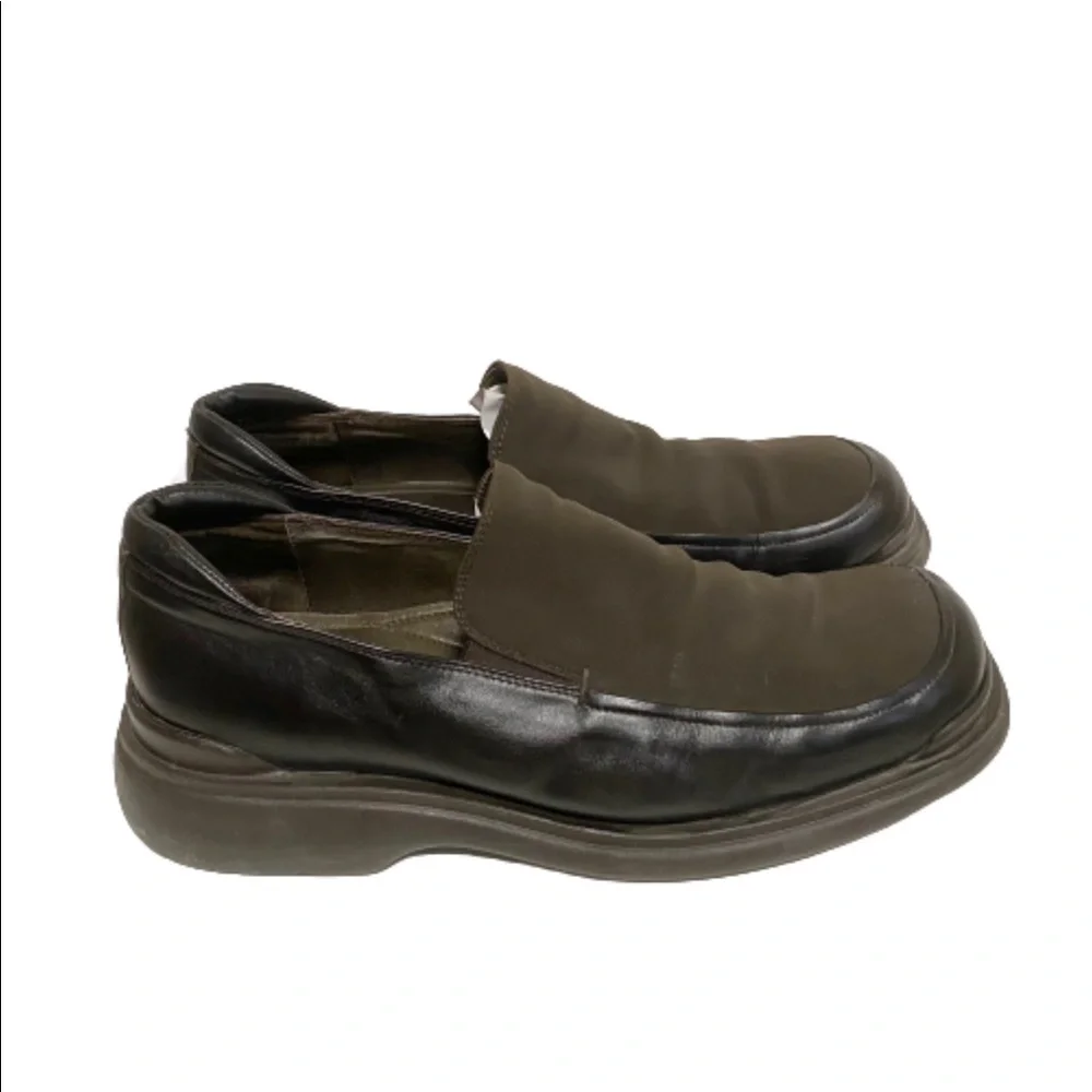 Bacco Bucci Brown Leather Slip On Platform Dress Shoes Casual Made in Italy